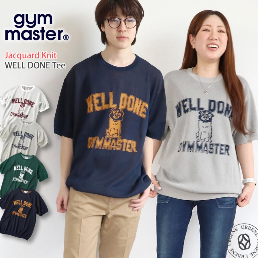 gym master（ジムマスター） 半袖ニットTシャツ 覆面犬 カレッジ風 