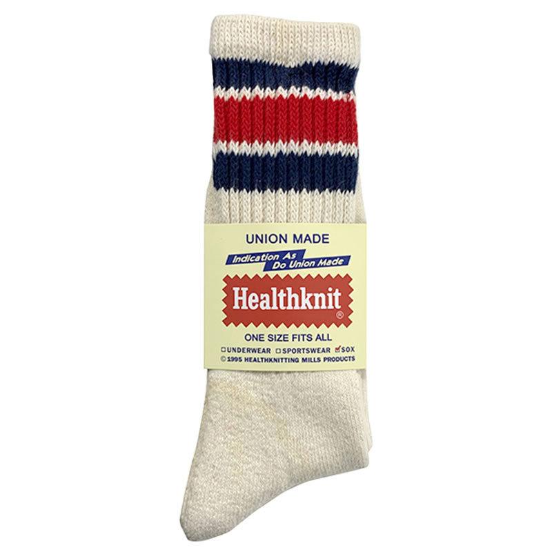 クルーソックス ヘルスニット 3足組 Healthknit 3P フルパイル 靴下 メンズ ハイカットソックス シンカーライン＆配色3本ライン ロングソックス | Healthknit | 13