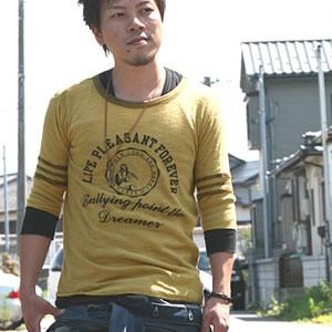 Heritage stone（ヘリテイジストーン） 日焼け加工綿麻サーマル5分袖