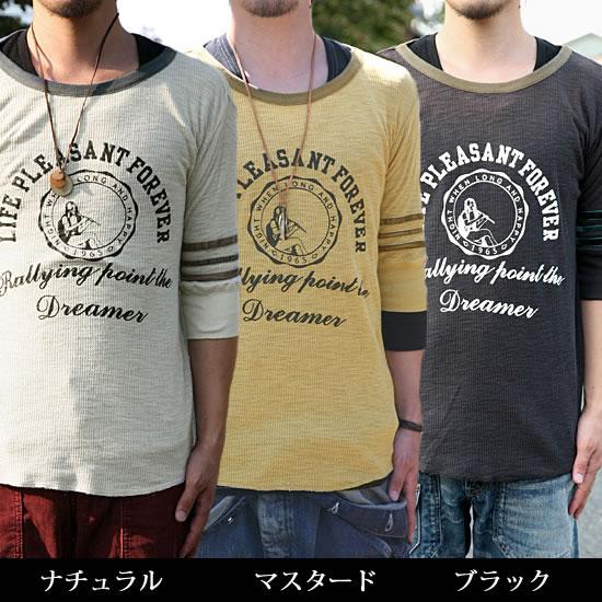 Heritage stone（ヘリテイジストーン） 日焼け加工綿麻サーマル5分袖