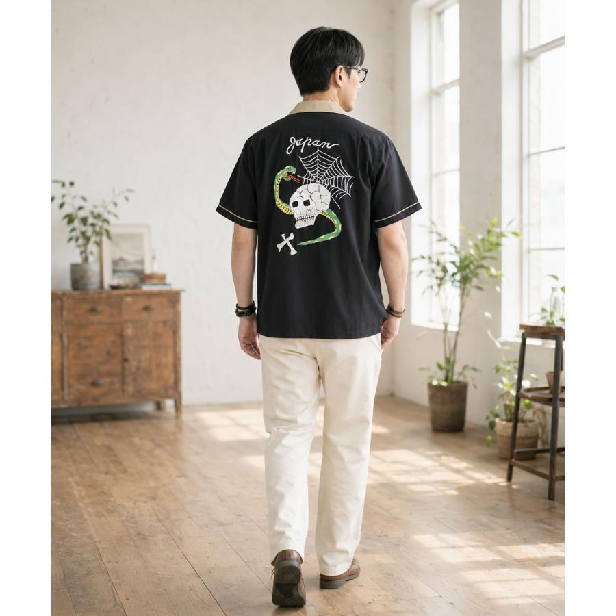 HOUSTON（ヒューストン） 半袖 スーベニアシャツ SKULL & SNAKE