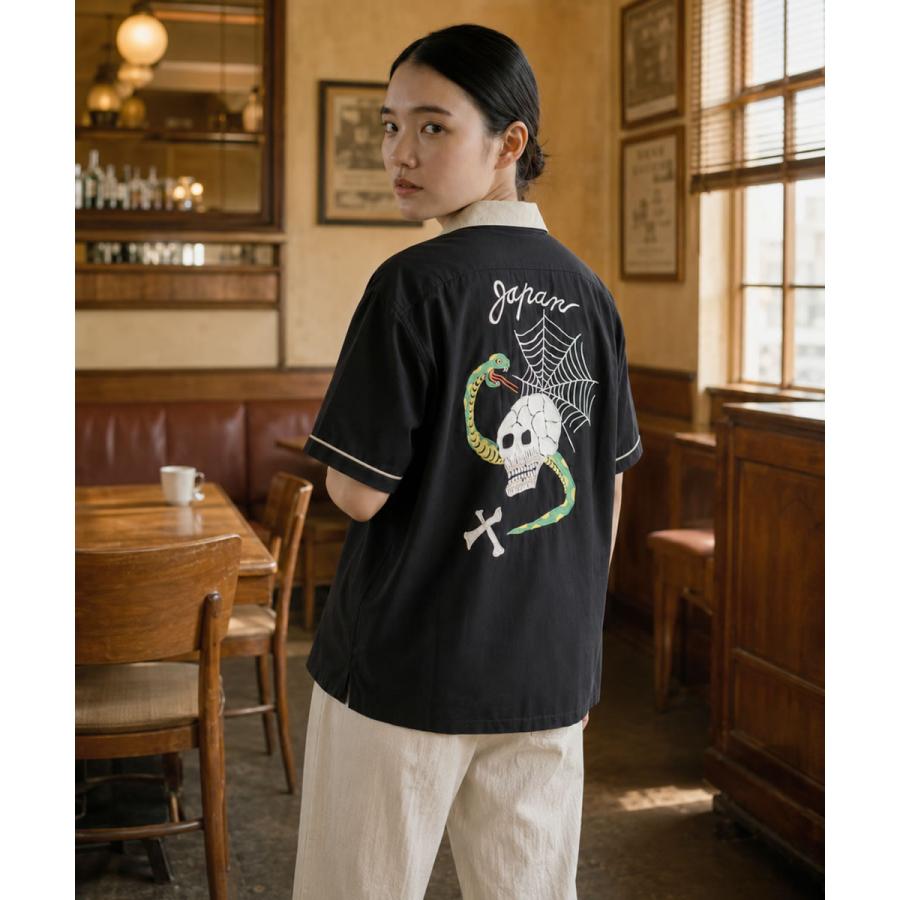 HOUSTON（ヒューストン） 半袖 スーベニアシャツ SKULL & SNAKE