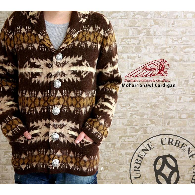 intoca. イントゥーカ ショールカラー　ニットコート　ダブルボタン　1 INDIAN（インディアン） ダブルジャガード ショールカラー
