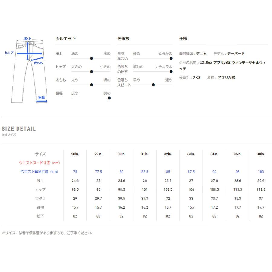 テーパード ジャパンブルージーンズ サークル JAPAN BLUE JEANS  CIRCLEル ストレート アフリカ綿ヴィンテージジーンズ  メンズ｜urbene｜05