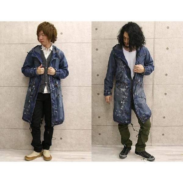 メンズ アウター モッズコート Johnbull デニムブルー カジュアル Johnbull（ジョンブル） メンズ アウター ユーズド加工 デニムモッズ