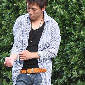値下げ　ジョンブル　シャーリングストライプ　シャツ Johnbull（ジョンブル） ストライプ シャーリング 長袖 シャツ メンズ
