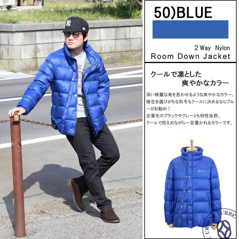 JOHNBULL ブルー ダウンジャケット M Johnbull（ジョンブル） メンズ ナイロン レトロフーディー ダウン