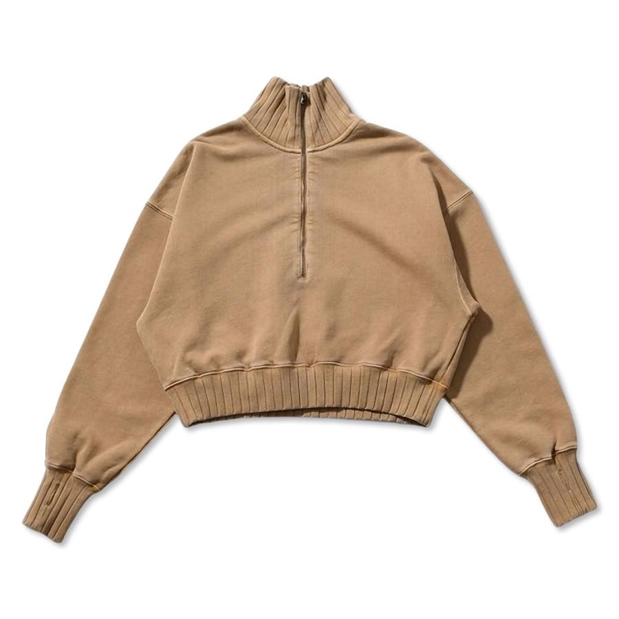 JOHNBULL ジョンブル トンプキン裏毛 ハーフジップ ショートスウェットシャツ トレーナー レディース 針抜きリブ ピグメント加工 ビンテージ風 爆買_15