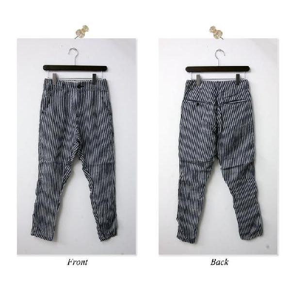Johnbull（ジョンブル） リネン ストライプ テーパード イージーパンツ