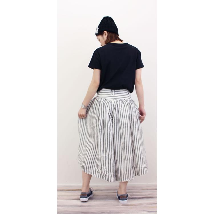 Kelen（ケレン） ハカマ ギャザー リネン ストライプ キュロットパンツ