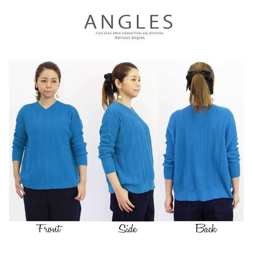 NARU（ナル） ランダムリブ 前後2wayワイド ニット プルオーバー V