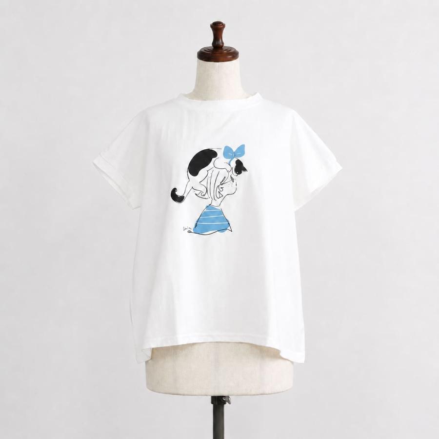 NARU ナル ミナミシャツ レディース Tシャツ 日本製 綿100％ フレンチスリーブ のりcorin コラボ イラストプリント 猫_nar_ltt |  | 15