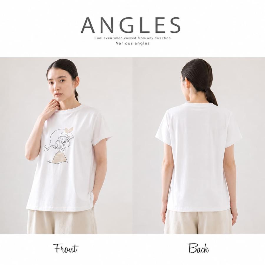NARU ナル ミナミシャツ レディース Tシャツ 日本製 綿100％ フレンチスリーブ のりcorin コラボ イラストプリント 猫_nar_ltt |  | 08