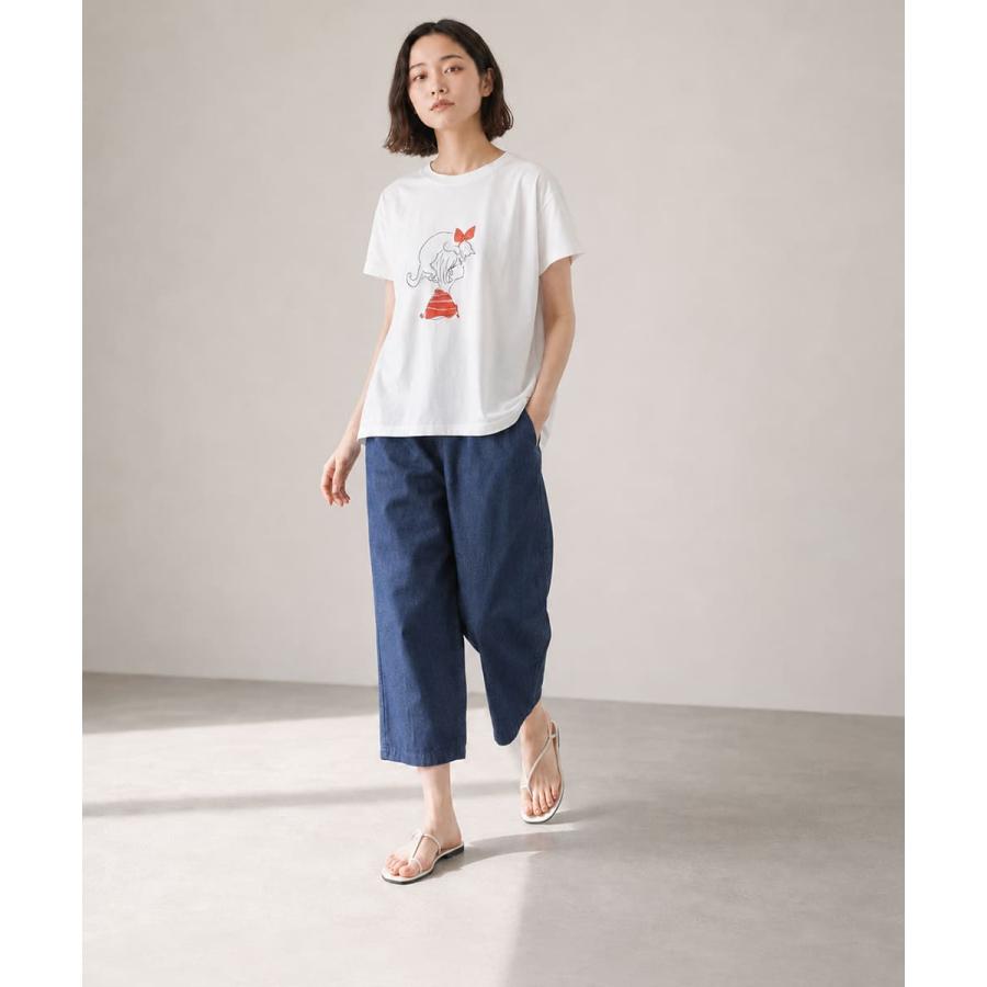 NARU ナル ミナミシャツ レディース Tシャツ 日本製 綿100％ フレンチスリーブ のりcorin コラボ イラストプリント 猫_nar_ltt |  | 10