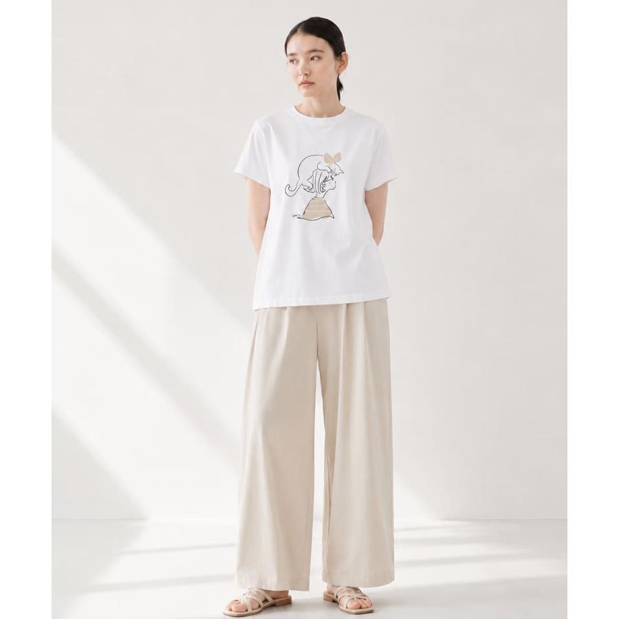 NARU ナル ミナミシャツ レディース Tシャツ 日本製 綿100％ フレンチスリーブ のりcorin コラボ イラストプリント 猫_nar_ltt |  | 12