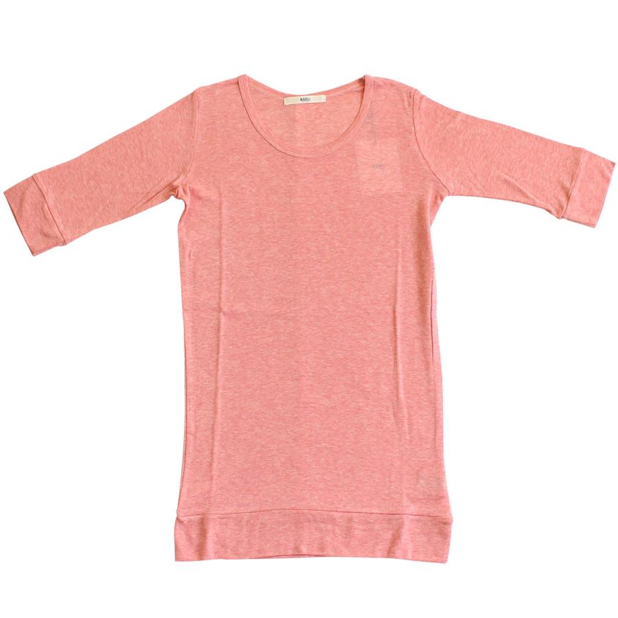 NARU（ナル） ソフトフライス クルーネック 5分袖 ロング Tシャツ 