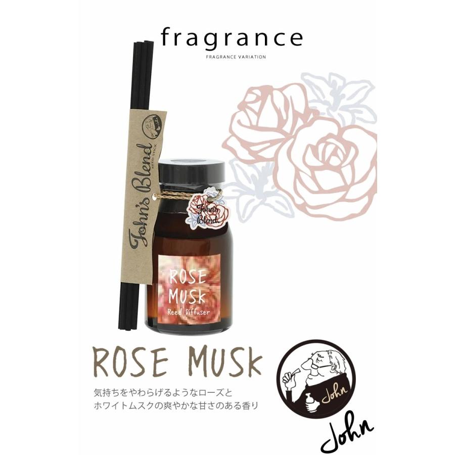 4点　ジョンズブレンド　リードディフューザー　ルームフレグランス　ローズムスク Amazon | John's Blend(ジョンズブレンド) ルームフレグランス