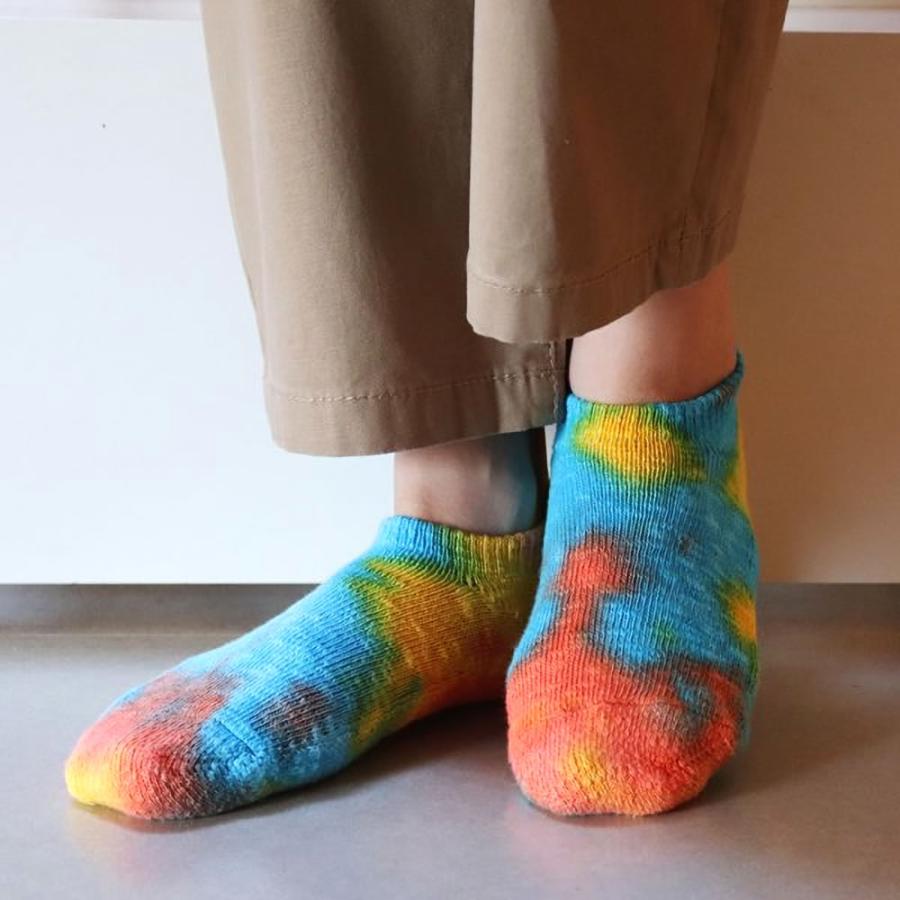 靴下 rasox ラソックス ロウ アンクル スニーカー ソックス コットン スラブ タイダイ染め カラフル くるぶし 靴下 Ｌ字型 メンズ レディース フットウェア | rasox | 09
