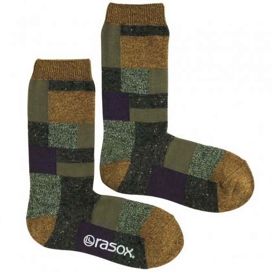 rasox ラソックス 靴下 パッチワーク風コットン クルーソックス ca202cr20 Ｌ字型 メンズ レディース スニーカーソックス スポーツ コットン | rasox | 11