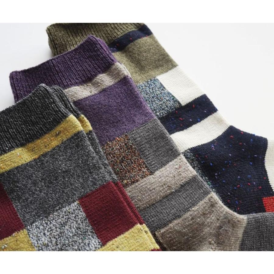 rasox ラソックス 靴下 パッチワーク風コットン クルーソックス ca202cr20 Ｌ字型 メンズ レディース スニーカーソックス スポーツ コットン | rasox | 06