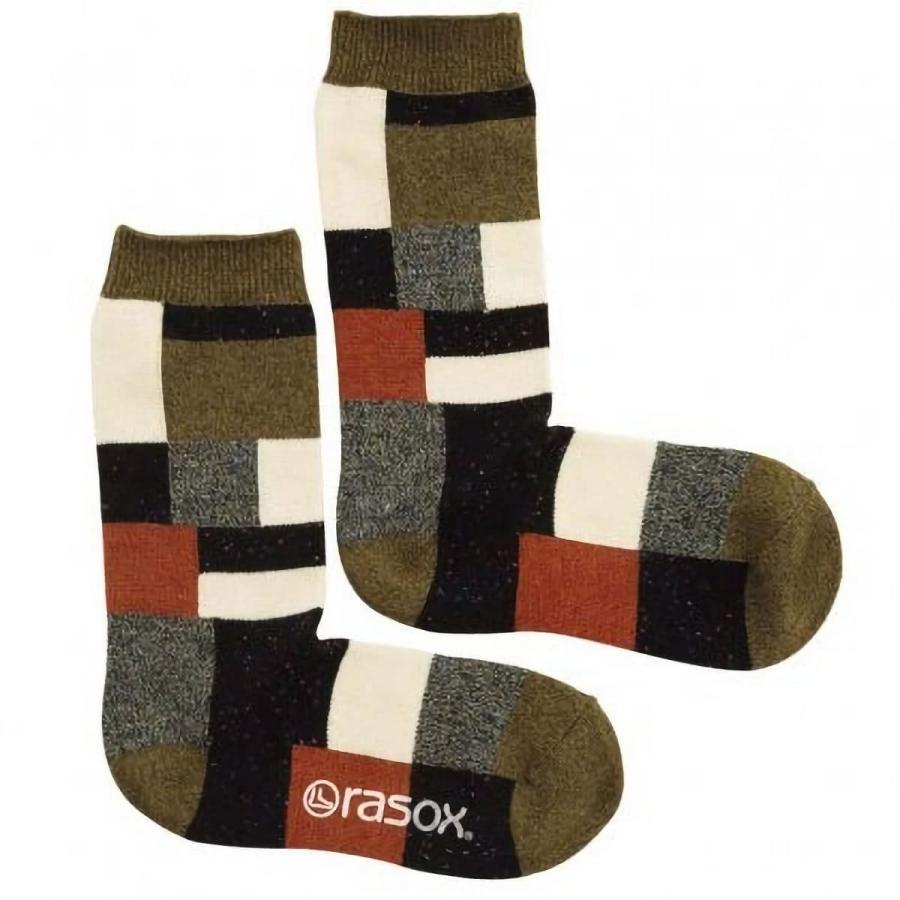 rasox ラソックス 靴下 パッチワーク風コットン クルーソックス ca202cr20 Ｌ字型 メンズ レディース スニーカーソックス スポーツ コットン | rasox | 09