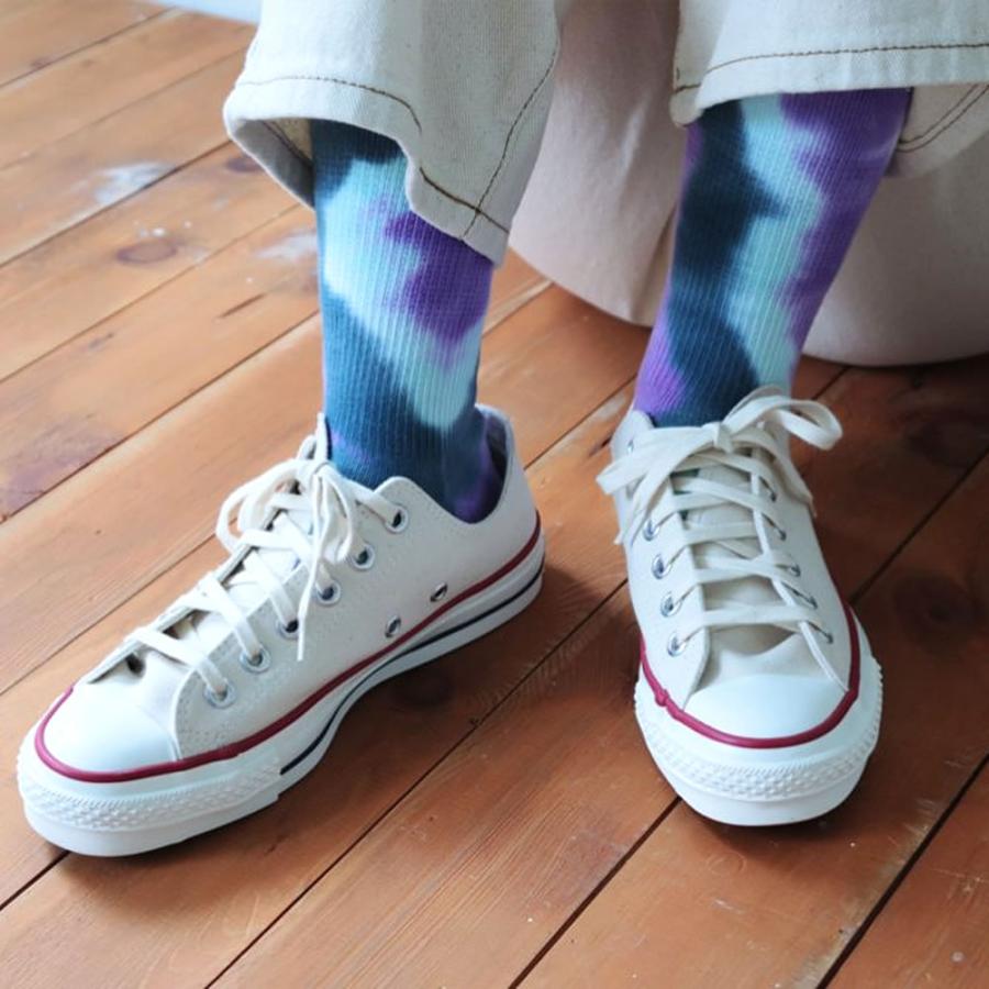 クルーソックス ラソックス rasox タイダイ カジュアルソックス クルー丈 タウン アウトドア 靴下 メンズ レディース L字型 履きやすい オシャレ 厚手 | rasox | 07