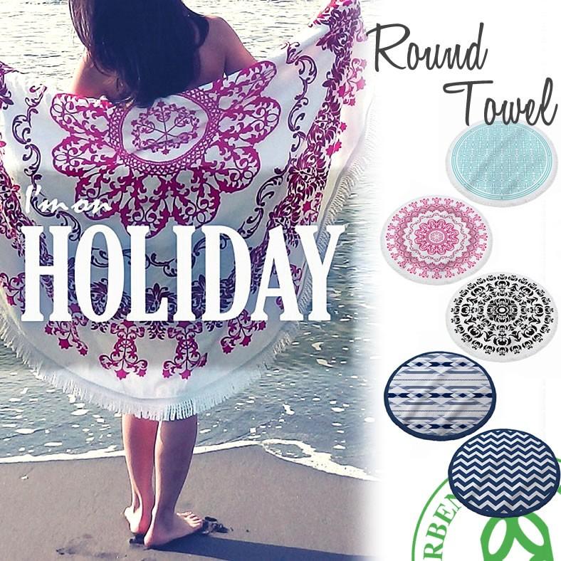 I'm on HOLIDAY ラウンドタオル ROUND TOWEL taz-1 大判タオル インテリアラグ 丸形ビッグサイズ ビーチタオル おしゃれ｜urbene