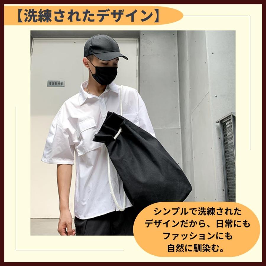 ideamall キャンバスバッグ ボンサック 帆布 巾着バッグ メンズ アウトドア 大容量 ズタ袋 (カーキ) |  | 02