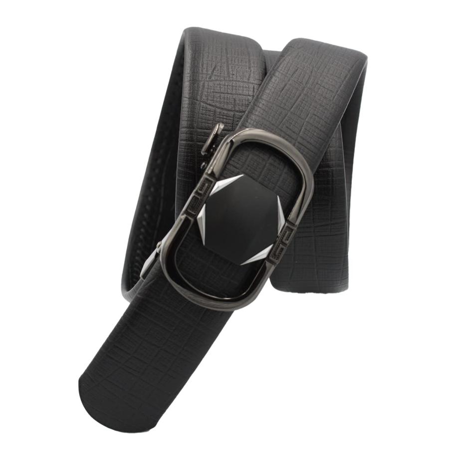 [Paani Paani] ベルト メンズ マットブラックベルト ビジネス カジュアル 紳士用 本革 オクタゴン | 