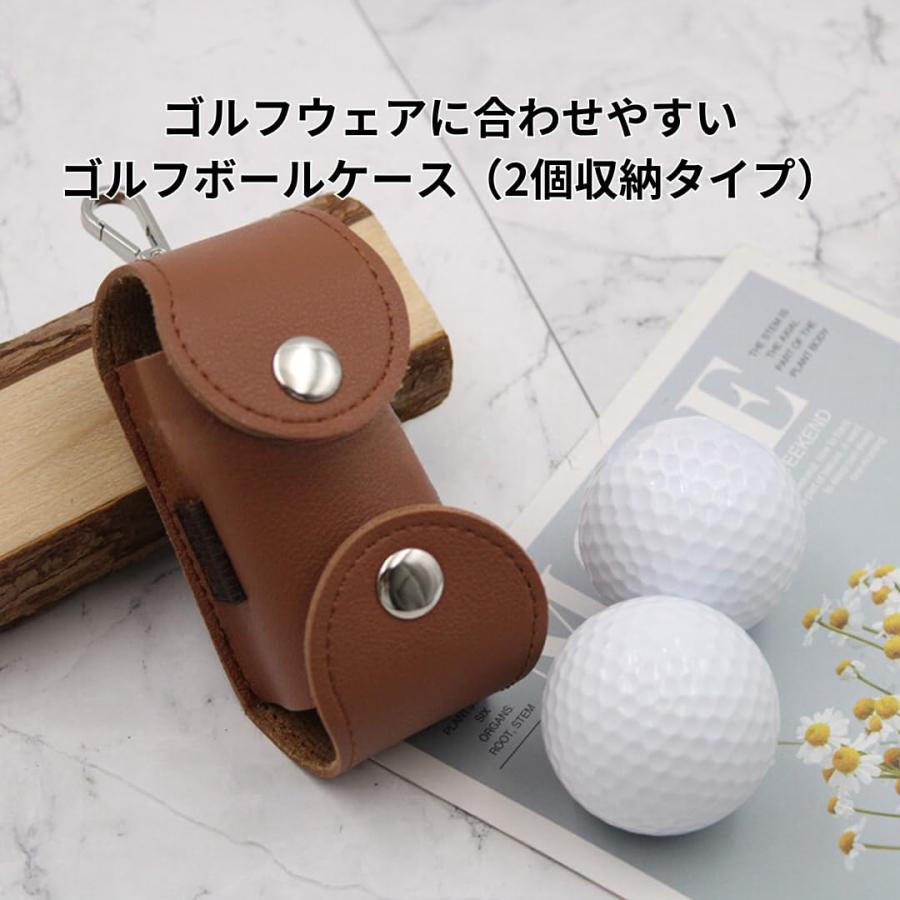 [Bel cuore] ゴルフボールケース ポーチ ボール入れ 2個入れ用 軽量 グリーンフォーク入れ PUレザー (Black) |  | 03