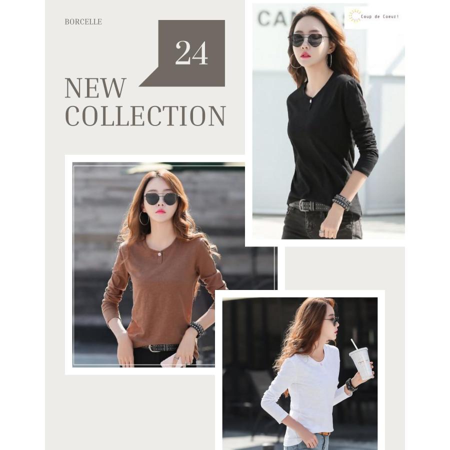 [Coup de Coeur！] カットソー 大人 Tシャツ トップス シンプル 無地 キレイ目 レディース 長袖 着回し 肌触り レディース長袖Tシ |  | 01