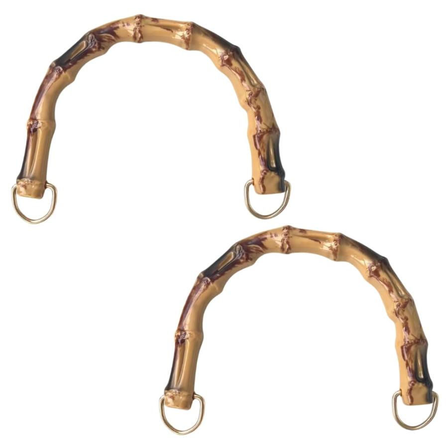 ideastore バッグ 持ち手 ハンドル 竹製 素材 取っ手 手さげ オリジナル バッグ ハンドメイド 2個セット | 