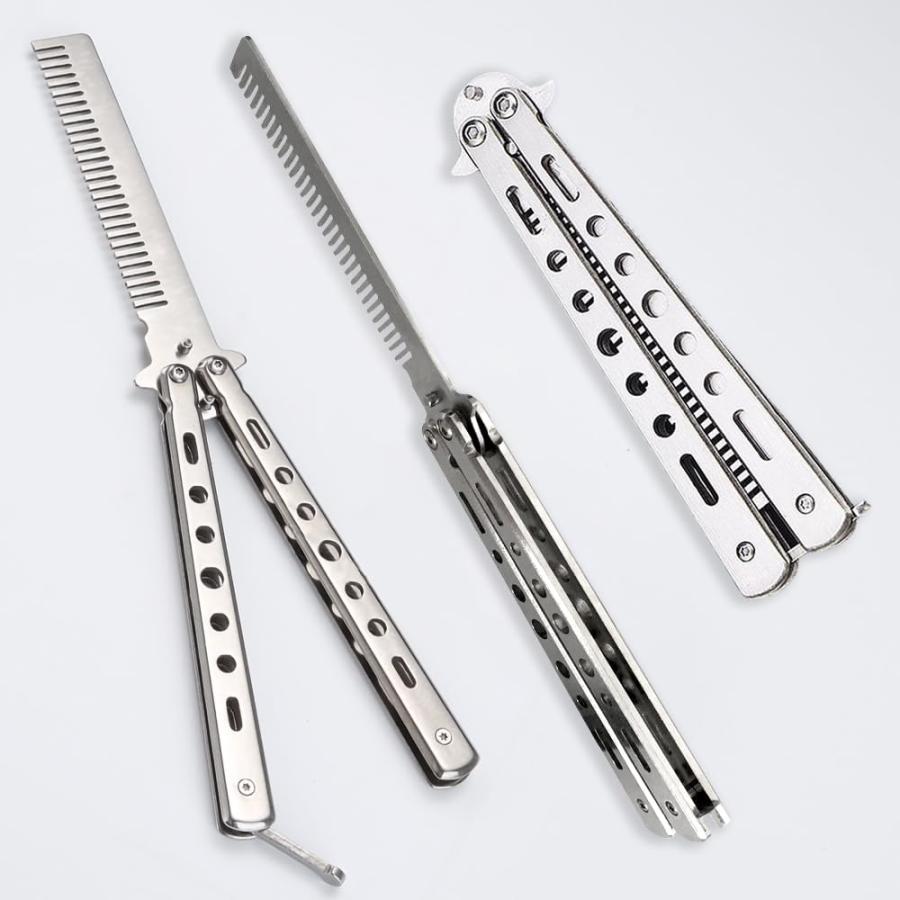 バタフライナイフ型 コーム メンズ くし 折式 クシ 持ち運び 櫛 男性 セット 髪の毛 折りたたみ ポマードコーム バーバーコーム 携帯 ポケット |  | 05