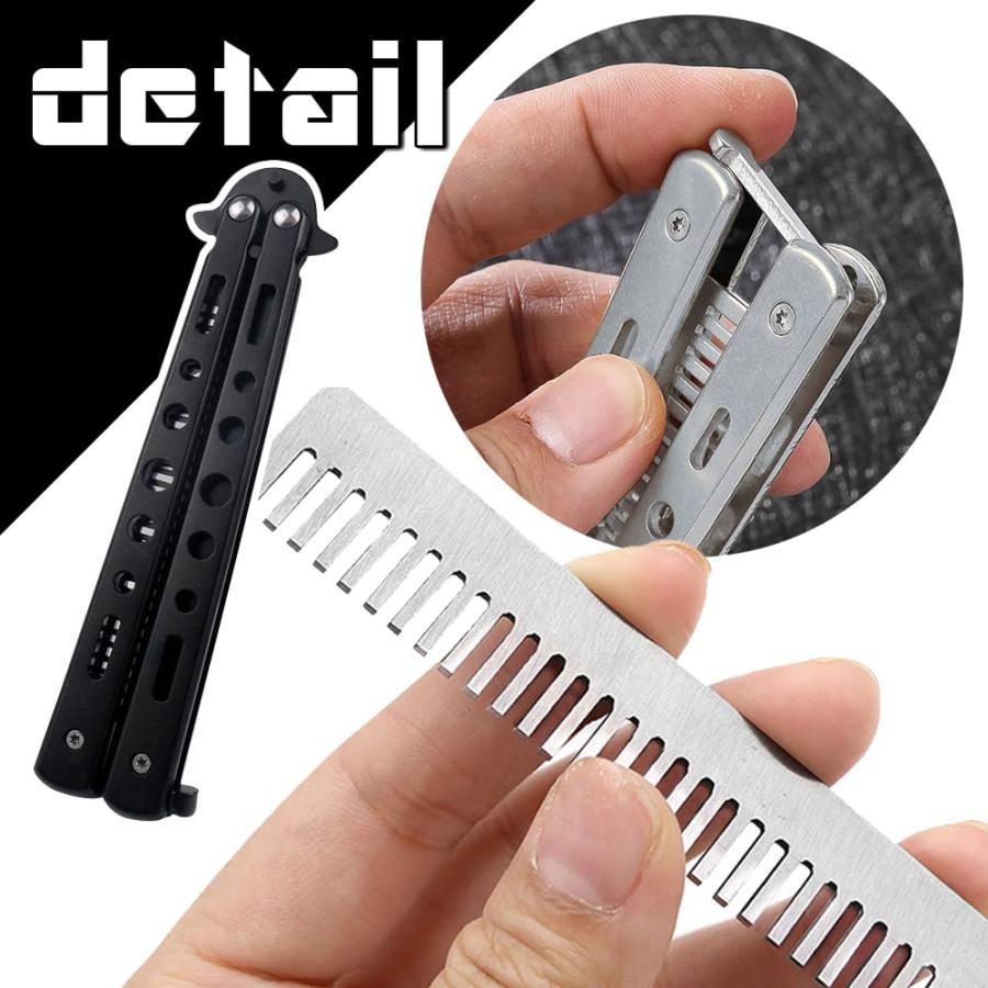 バタフライナイフ型 コーム メンズ くし 折式 クシ 持ち運び 櫛 男性 セット 髪の毛 折りたたみ ポマードコーム バーバーコーム 携帯 ポケット |  | 06