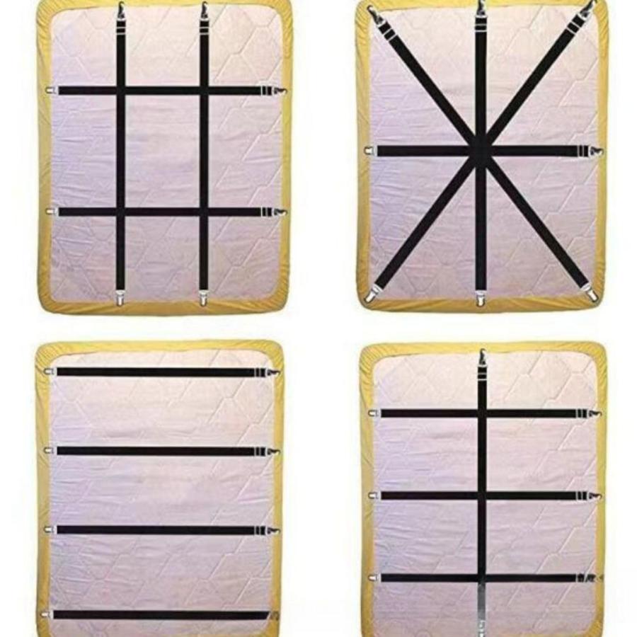 Partools ベッドシーツ固定クリップ 4本セット 50-180cm 調整可能 布団ズレ防止 ゴムバンド (ブラック) |  | 07