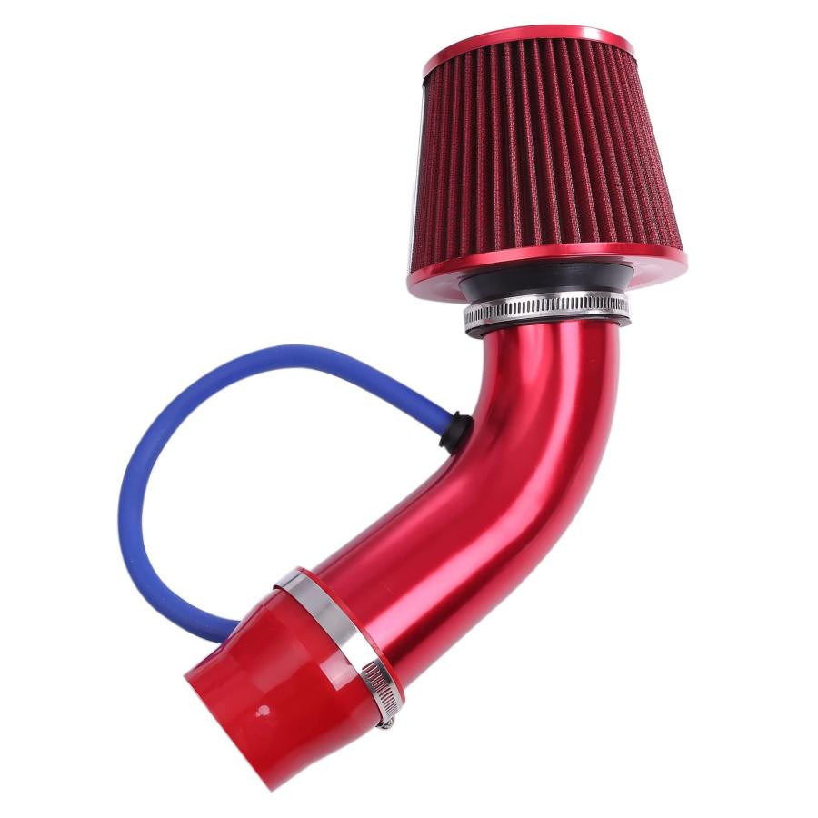 エアフィルター 76mm 口径 吸気管 フィルター クリーナー 高流量高冷風 自動車用 アルミ製エアインテークパイプ 汎用 (レッド) | 