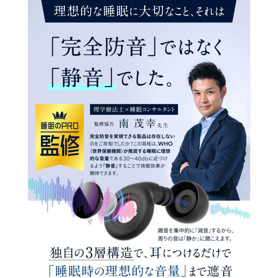 【睡眠のプロW監修】 耳栓 ノイズキャンセリング 睡眠用 アラームが聞こえる耳栓 いびき対策 ライブ用 聴覚過敏 みみせん イヤープラグ 勉強 飛行機 |  | 06
