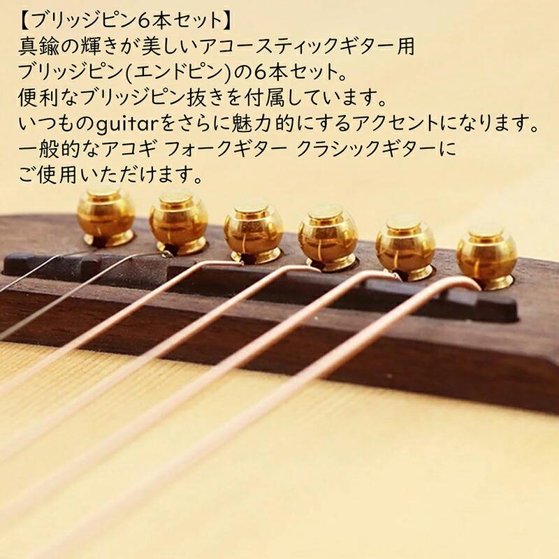 ブリッジピン アコギ ギター 用 エンドピン 真鍮 ブラス ぴん抜き