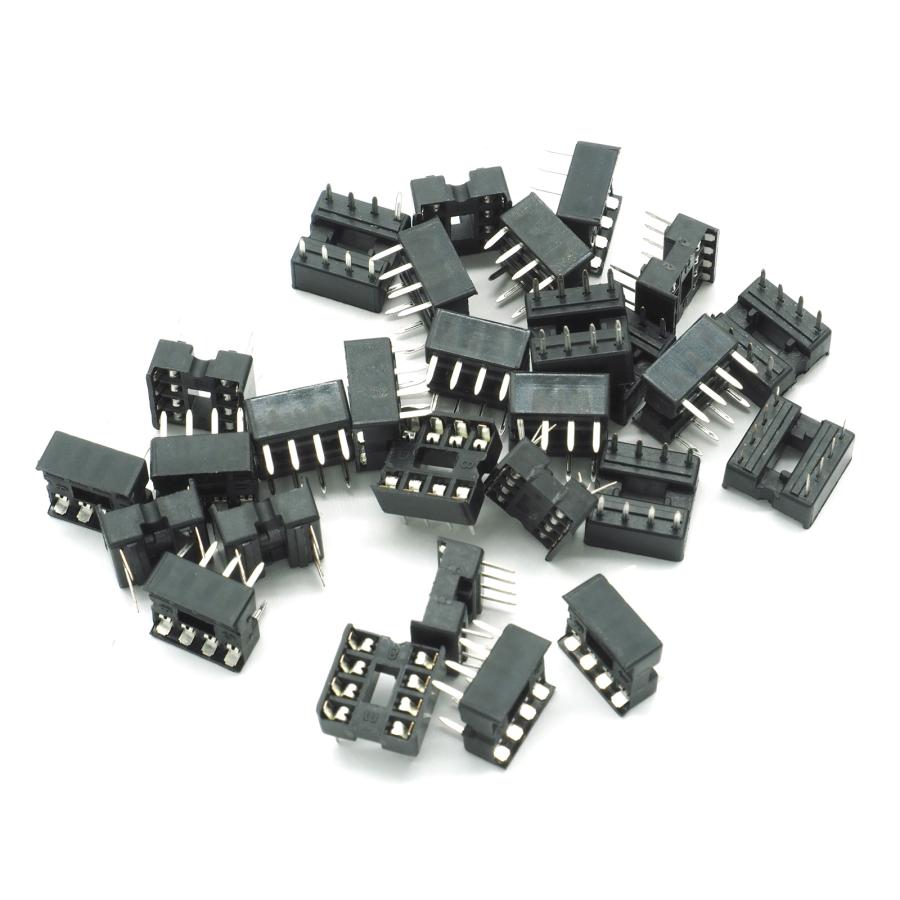 10ヶ】平型8ピン ICソケット 2.54mmピッチ 8pin 基盤実装 足つき IC