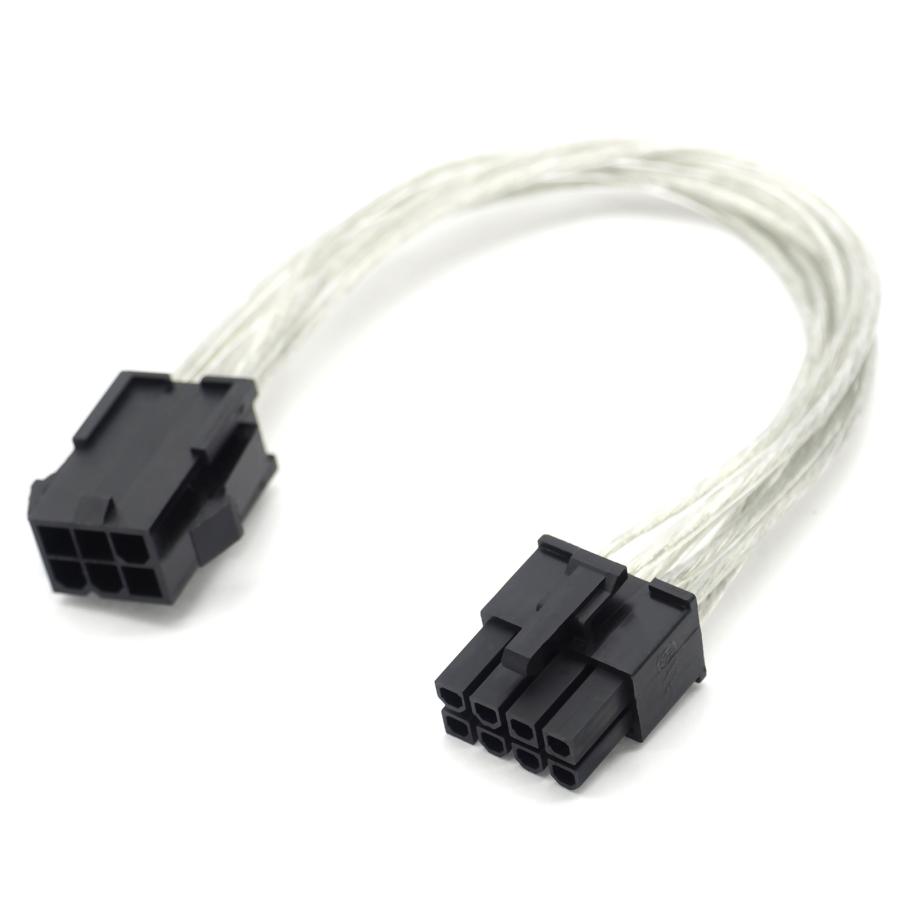 約20cm】PCI-E 電源変換ケーブル ×1本 補助電源用 6pin - 8pin クリア