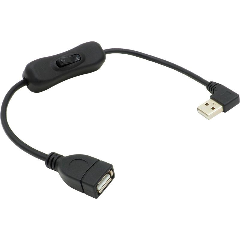 USB 延長ケーブル ON ／ OFF Switch付き USB-A オス - メス データ通信