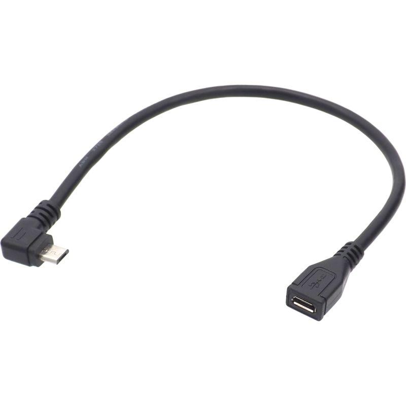 USBケーブル microUSB延長ケーブル USB2.0 L字 micro-B オス - micro-B メス 充電 データ転送 対応 L字型 短い 約25cm ブラック｜uribow｜14