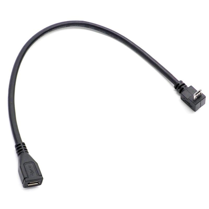 USBケーブル microUSB延長ケーブル USB2.0 L字 micro-B オス - micro-B メス 充電 データ転送 対応 L字型 短い 約25cm ブラック｜uribow｜02