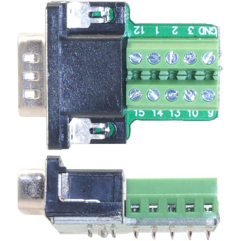 D-SUB 15ピン オス 9+GND 基板 ローレット 樹脂部品ブラック 1ケ |  | 02
