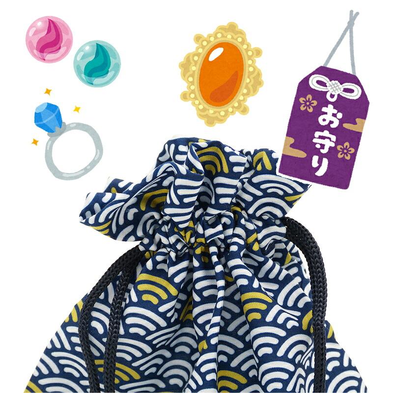 正方形巾着袋（和柄）波 青 : うり坊 - 通販 - Yahoo!ショッピング