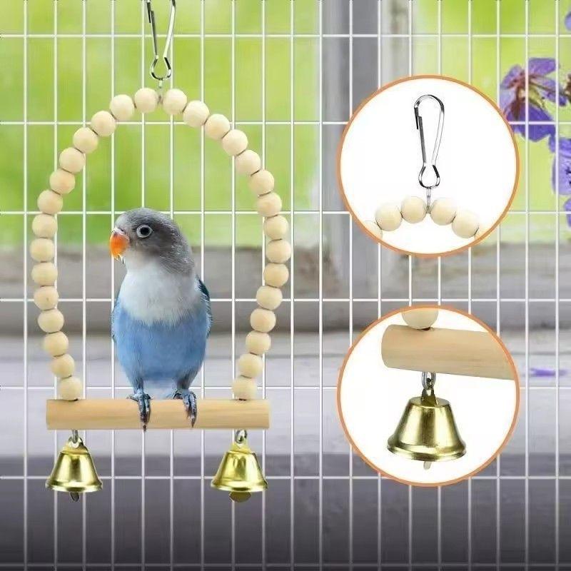 インコ 木製 鳥のおもちゃ 吊り下げ 噛む玩具 ブランコ はしご 止まり