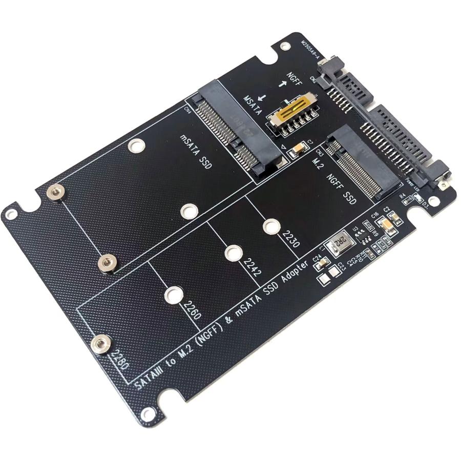 SATA M.2 NGFF SSD & mSATA - 2.5インチ ケース付き 3.0 変換 2 in 1