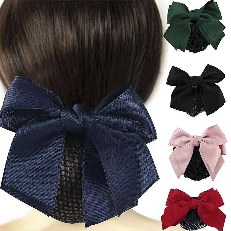 シニヨンネット バレッタ ネット付き ヘアネット お団子ネット 黒 ブラック 大きめ 髪ネット 髪留め ヘアアクセサリー リボン : うり坊 ...