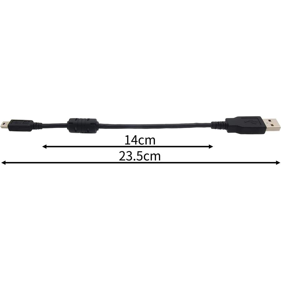 miniUSBケーブル ×1本 約20cm USB A - USB miniB ノイズ対策 フェライトコア 短い ミニBタイプ USBケーブル mini-B ミニUSB ブラック｜uribow｜08