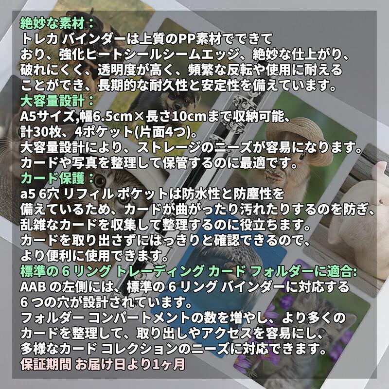 30枚】 カードファイル A5 トレカ ファイル 4ポケット 6穴 クリアフ